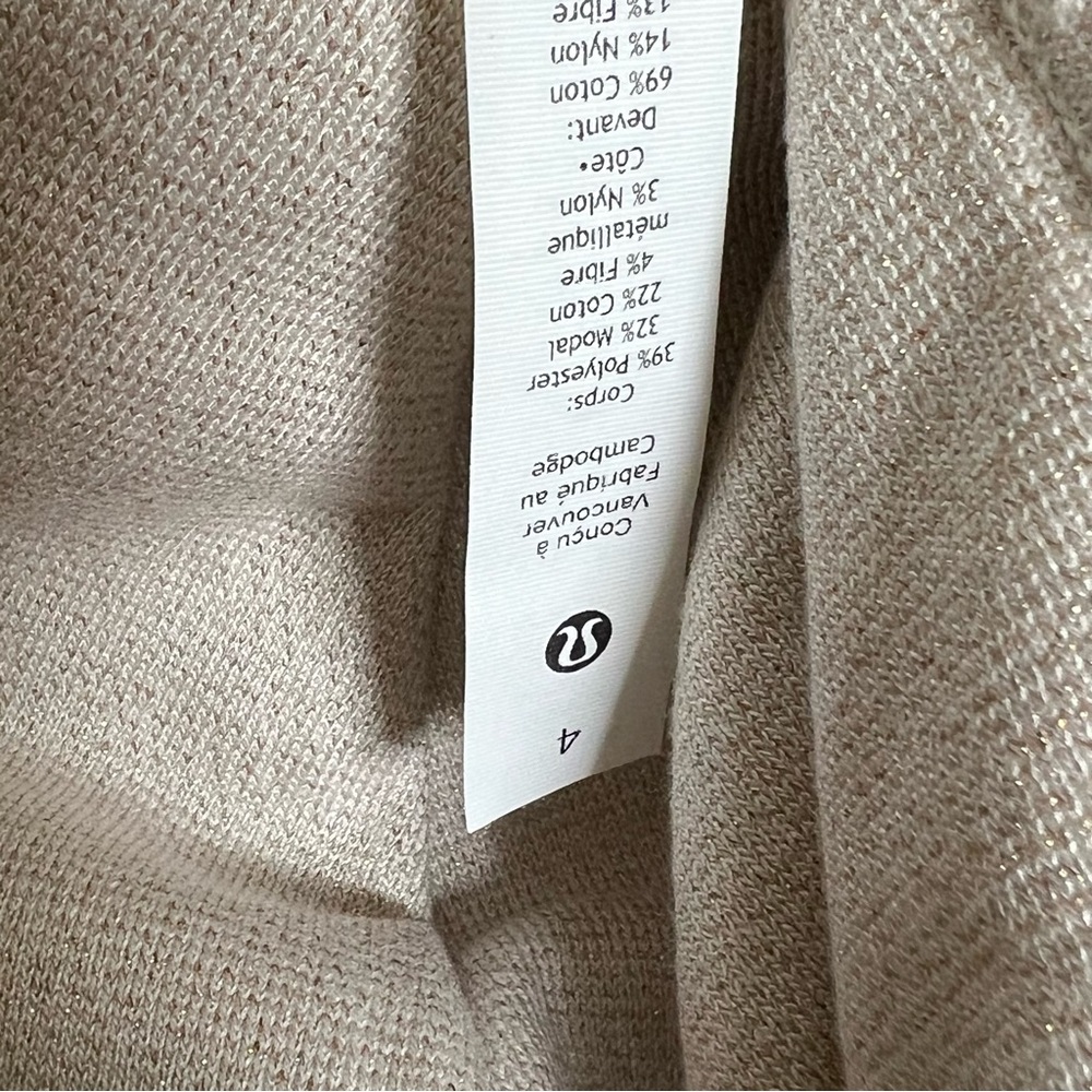 New Lululemon Loungeful Cropped Hoodie Spark 4 Beige Gold Bone Sweatshirt Crop - Picture 12 of 16